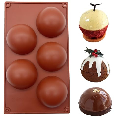 duoyif Schokoladenform Halbkugel Silikonform kugel Ø 8 cm 5Löcher | Halbkreis Silikonform Kugel Kuchenform Halbkugel Silikon Backform Für Schokolade Mousse Eiswürfel Kuchen Dekor Kugeln