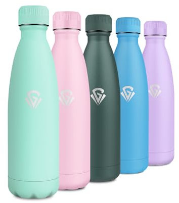 Borraccia Termica 500ml, Borraccia Acciaio Inox, Bottiglia Termica Doppia Parete, Senza BPA, Riutilizzabile e Antigoccia, Borraccia per Bambini, Scuola, Ufficio, Sport, Palestra, Campeggio, Viaggio