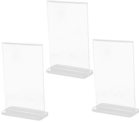 KICHOUSE 3stücke Doppelseitiger Acryl Aufsteller Klarer Kunststoff Tisch Displayständer Für Menüs Schilder Restaurant Büro Ausstellung Flexibel Robust Elegant