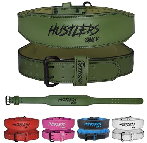 HUSTLERS ONLY Gewichthebergürtel für Damen und Herren – 7 mm dicker Leder-Gymnastikgürtel 10,2 cm gepolsterte Rückenstütze – verstellbarer Gewichtsgürtel für Powerlifting, Bodybuilding, Kreuzheben