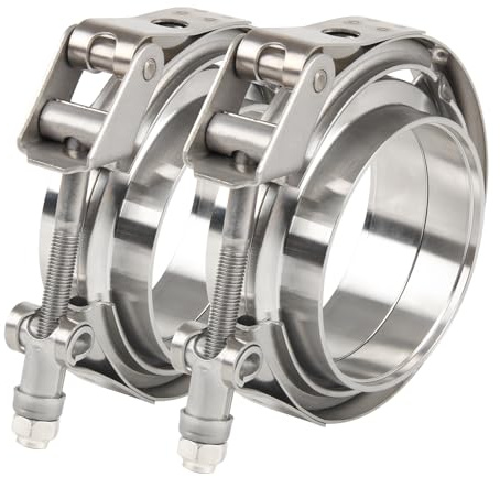 DOCAS 2 st Ø 50,8 mm (2,0 tum) snabbkoppling V-bandklämma + fläns komplett rostfritt stål extra turboslang, rostfritt stål V-band klämma set turbo avgassystem