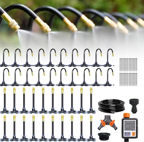 Système d'arrosage réglable pour jardin, conception économe en eau, kit d'irrigation par brumisation, système d'irrigation goutte à goutte à installation rapide, pour jardin, cour, serre,30M/98.4FT