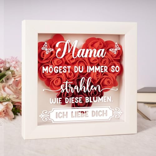 Muttertagsgeschenke für Mama – Ewige Blume Rosen Stereo Fotorahmen, Geburtstagsgeschenk für Mama, Geschenke für Mutter zum Weihnachten Valentinstag Ostern Muttertag