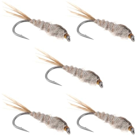VGOL 5 Anzuelos de NINFA con Orejas de Liebre Peso N.° 12 para Pesca de Trucha Cebo de Imitación