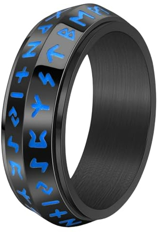 Jpltlvy Titanstahl-Glow-Runen-Drehring für Männer Wikinger-Nordisch Schmuck Vollrotationsdesign Geschenk zum Geburtstag