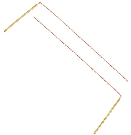 AKOOSY Lot de 2 Baguettes de Sourcier Bicolores en Laiton pour Détection d'eau et Métaux, Légères et Portables pour Chasse au Trésor et Radiesthésie Extérieure