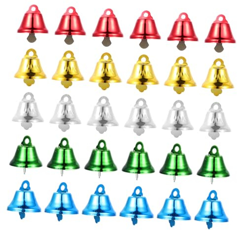 FIXOSHEE 50 Stück Kleiner Glockenanhänger aus Metall Bunt Leichte Vogelkäfig Glocken für Papageienspielzeug Bastelzubehör für Windspiele und Dekoration