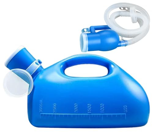 Kissflaskor för män, bärbar urinoar för män, 3 000 ml spillsäker plast urinflaska med långt avtagbart rör och lock och skala kissflaskor för resor sjukhus bil, urinflaska