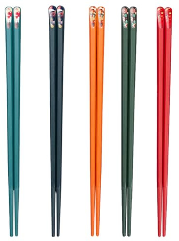 Cabilock Juego de Palillos Chinos de Aleación Reutilizables Punta Fina Antideslizante 5 Pares Multicolor para Cocina Japonesa Coreana y China Kit Familiar para Arroz y Fideos