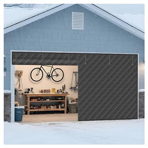 2,4/3,0/4,0/4,6/4,9 m garageportsisoleringskit, magnetisk garagedörrsskydd, förtjockad bomullstermo for vinter och sommar, väderbeständig, vindtät(Grå,2.7x2.1M/9x7FT)