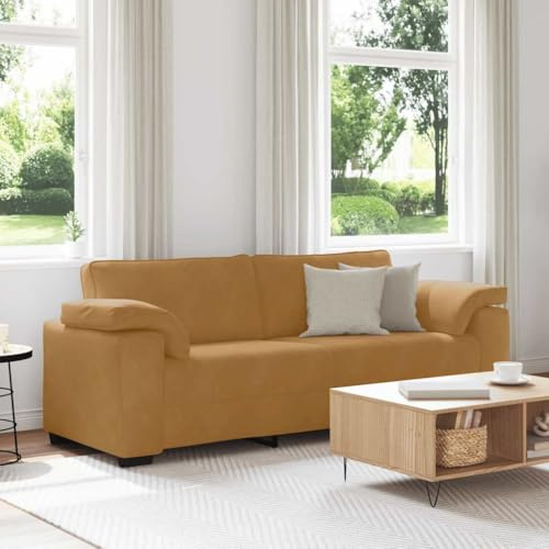 CKioict 3-Sitzer-Sofa Braun 178 cm Samtstoff Relaxsofa mit gepolsterten Sitzflächen und robustem Gestell für Wohnzimmer und Büro