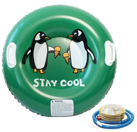 Fluxioxtna Tubo de nieve inflable con base gruesa de inflado rápido para aventuras de invierno, playa, hierba, platillos de nieve