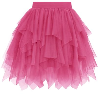 Wikoan Faldas para Mujer Falda Corta de Mujer Falda Asimétrica de Tul Falda de Tul Multicapa con Forro Suave