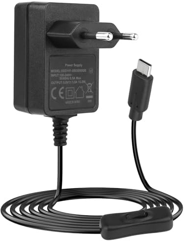 5V 3A Netzteil für Raspberry Pi 4 Model B 8GB/4GB/2GB Typ C Ladegerät | Typ C Power Supply Kable Adapter 5V 3000mA, 15W USB C Ladegerät mit EIN/Aus Schalter für Raspberry Pi 4B, 1M