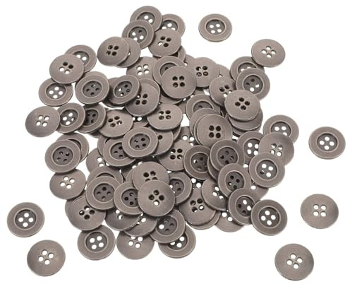 JEWEDECO Buttons Craft Buttons Silver Alloy 100pcs Vintage 15mm Round Four-Hole Strong Fastening and Easy Installation for and Clothes Sewing for Men and Women
