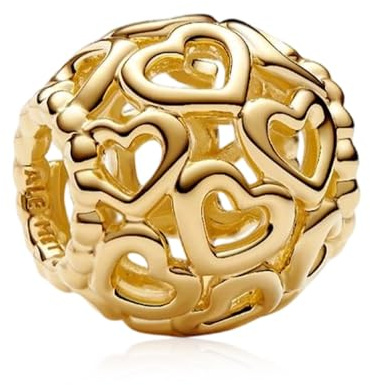 Rimgoris Gold überzogenes 925 Sterling Silber Charm, passend für DIY Armbänder, Funkelnder Anhänger mit Zirkonia, Für Frauen, Handgemachter Schmuck
