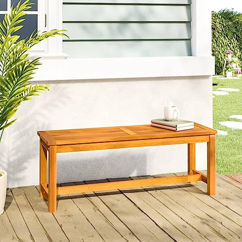 Drillkyn Gartenbank Massivholz Akazie 110x35x45 cm wetterfest mit Lehne und Armlehne für Terrasse Balkon Hofbank Sitzbank und Stauraum Klappbank als Gartenmöbel und Sitzmöbel