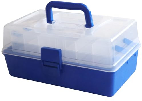 Odoukey tackellbox 11,61 x 5,91 x 5,51 3-lagers stor kapacitet klar bärbar organisatör med handtag, förvaringslåda för fisketillbehör för fisketillbehör
