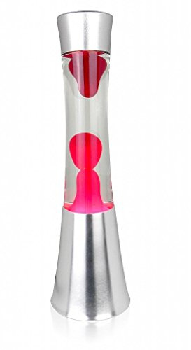 Stilvolle Lavalampe Rot Wachs Klar 39,5cm SANDRO Tischlampe Retro Party Licht Geschenkidee Wohnzimmer