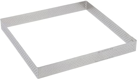 De Buyer - Cercle à tarte carré VALHORNA en inox perforé | 17,5 x 17,5 x 2 cm, Fabriqué en France, Technologie AIR SYSTEM