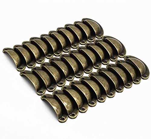 WEICHUAN 30PCS Antique Brass Iron Drawer Knobs Pulls Handles - Vintage Kitchen Cabinets Furniture Wardrobe Medicine Pull Handle(Length: 81mm Width: 32mm)