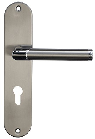 Alpertec 88021890 Edelstahl Renovierungsgarnitur (I) BI-Color für Wohnungseingangstüren PZ Drückergarnitur Türgriffe …