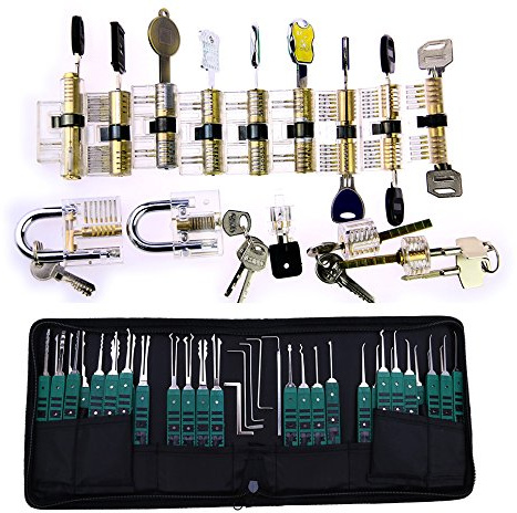 TPM Go Kit d'entraînement de serrurier super professionnel, 14 pièces transparentes avec kit d'entraînement au crochetage de serrure 32 pièces