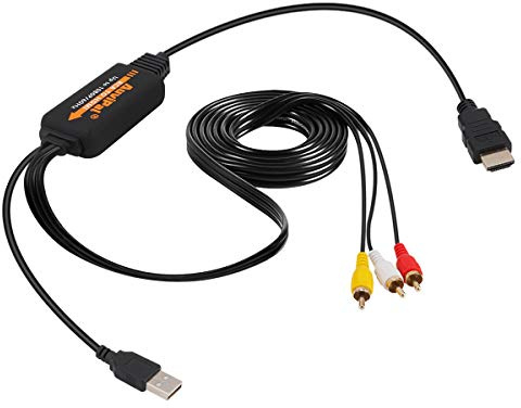 AuviPal 1080P RCA to HDMI Converter, All-in-One Composite AV to HDMI Audio Video Adapter for VHS/VCR/ PS1/ PS2/ PS3/ STB/Xbox/Blue-Ray DVD Players and More (All Cables Included)