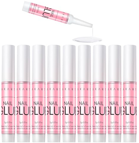 Makartt Nail Glue Extra Strong for Nail Tips, 5s Dries Quickly, 10Pcs Press on Nail Glues for Acrylic Nails and Broken Nails, Professional Super False Nail Glue Long Lasting, No Nail Lamp Needed