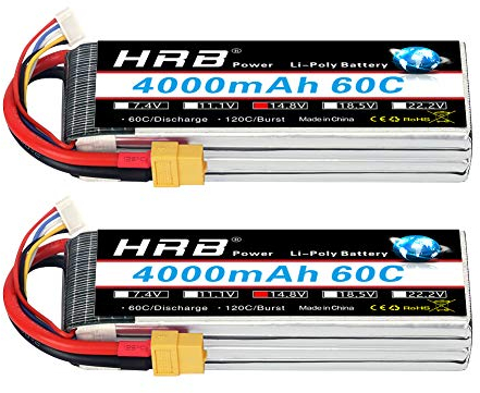 HRB 4S Lipo Akku 14,8 V 4000 mAh 60C XT60 Anschluss für RC Truggy Truck Multirotoren Hexacopter Octacopter Flugzeug