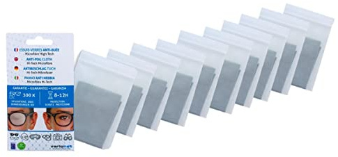 Set med 10 VARIONET anti-dimma pappershanddukar 15 x 18 cm effektiv 12 timmar och 300 användningsområden - Camoisin mikrofiberduk