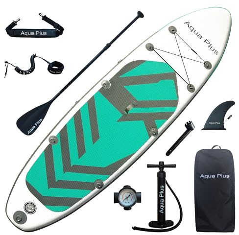 Aqua Plus 15cm Dickes,aufblasbares SUP für alle Fähigkeitsstufen,Stand Up Paddelbrett,Paddel,Pumpe,ISUP Reiserucksack,Jugendliche,Aufblasbare Boards für Stand Up Paddling