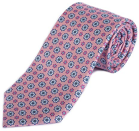 SansPlomb Cravatta in seta di prima qualità, stampata con disegno classico floreale - 100% Made in Italy (rosa)