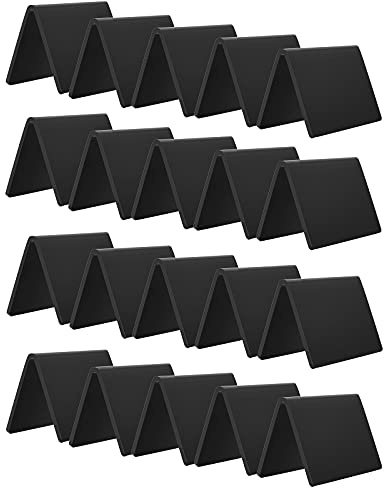 20 Stück Acryl Mini Kreidetafel Schild, AITEE Schwarz Mini Tischtafel Schilder, Kleine Zelt Kreidetafeln Tafel für Hochzeiten, Geburtstagsfeiern, Nachrichtentafeln Schilder, Buffet, Bäckerei und