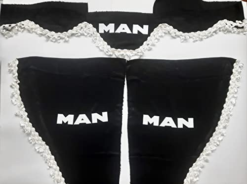 Set 3 Rideaux décoratifs en Peluche avec Pompons Blancs pour camions Man TGX TGA TGM (Noir)