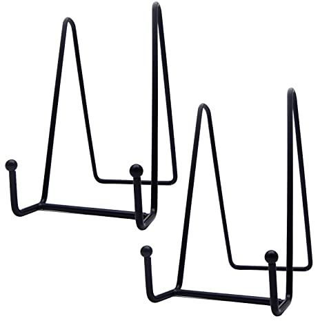 Funnytek 2 Stück 15,2 cm Tellerständer für Display Teller Ständer Teller Halter Display Ständer Metallrahmen Halter für Fotos, Bilder, dekorative Teller und Tischkunst, schwarz