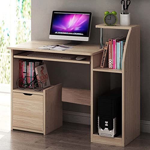 Trintion Computer Desk 80x40x90cm Study Desk with Sliding Keyboard Storage Shelves Office Desk Workstations Wooden Laptop Writing Table for Adult Home Office Bedroom