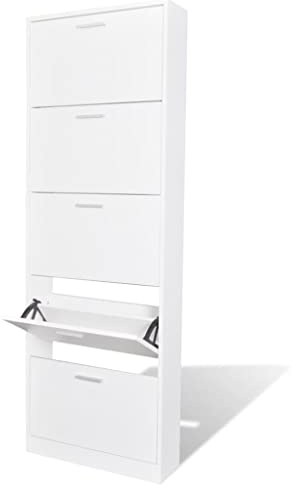 INLIFE Schuhschrank mit 5 Schuhkippern Weiß Holz,27.2kg,241240