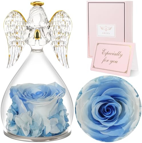 Sunia Ewige Rose Engel Geschenke für Frauen, Engel Figur Geschenke für Mama, Geburtstagsgeschenk für Frauen, Mutter Oma Geschenk, Schutzengel Rose Geschenke zum Muttertag Weihnachten Valentinstag