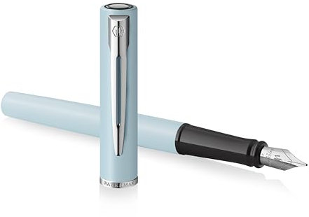 Waterman Allure Fountain Pen | Baby Blue Pastel with Chrome Trim | Fine Nib | Black Ink | Gift Boxed