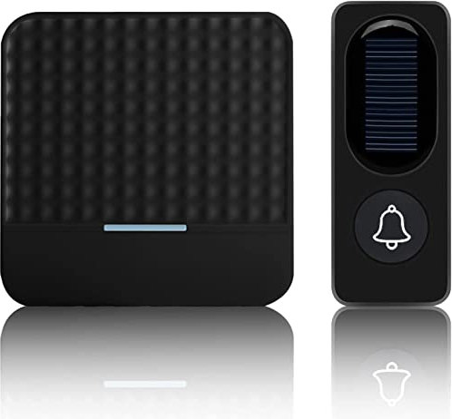 ARTSZY Sonnette de porte intelligente sans fil à énergie solaire, kit de sonnette sans fil intelligente avec bouton de sonnerie à énergie solaire et carillon enfichable for la maison, volume à 4 nivea