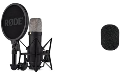RØDE NT1 5 Generation Großmembran-Kondensatormikrofon mit XLR- und USB-Ausgang & Windschutz WS2 mit Popschutzfilter
