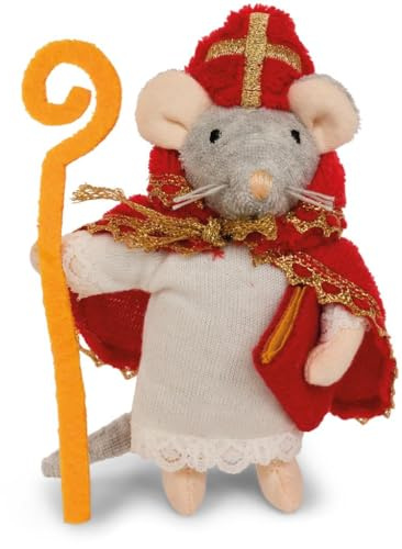 The Mouse Mansion Sam & Julia - Kuscheltier Maus Sankt Nikolaus - das Original aus der beliebten Kinderbuch-Reihe – 1/12 Größe für Standard-Puppenhaus – enthält: 1 Stofftier Maus 12 cm