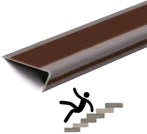 Treppenkantenprofil PVC 50x25mm Treppenkantenprofil Treppenprofil L-Form Selbstklebend Winkelprofil Kunststoff Treppen-Kantenschutz Für Den Außen- Und Innenbereich ( Color : Brown , Size : 5x2.5cmxL5m