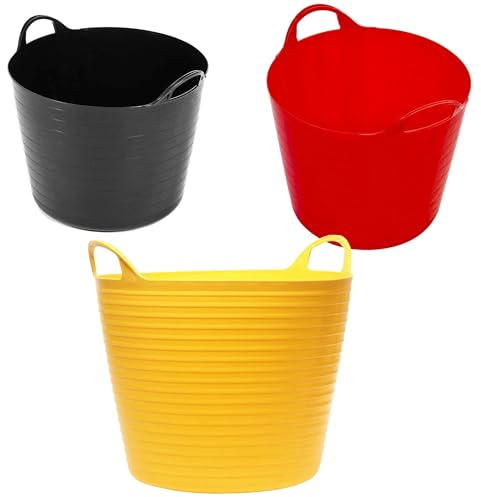 40 Litres Strong Robust Flexible Tubs Multi Purpose Storage Container | Bucket Black Yellow or Red Coloured For Garden & Home