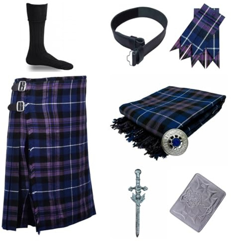 Bagpiper Trendish Kilt Écossais Traditionnel Tartan pour Homme Ensemble de 8 Pièces Tenue de Kilt, Pride of Scotland, 46 inches (Naval Waist)