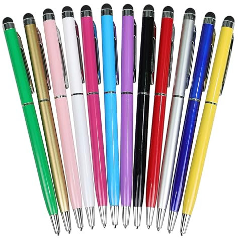 Stylo Stylet 12 Couleurs Mixtes 2 en 1 pour Tablette iPhone, iPad, Android Phone et Tous Les appareils à écran Tactile