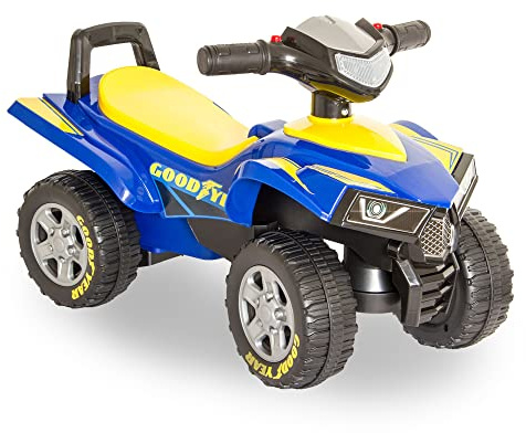 LEMODO Rutschauto blau in Quad-Optik | Rutscherfahrzeug für Kinder ab 18 Monate | Rutschfahrzeug mit Sound-Lenkrad | Kinderfahrzeug mit Kippschutz | Von Good Year Lizenziertes Kinderspielzeug (blau)
