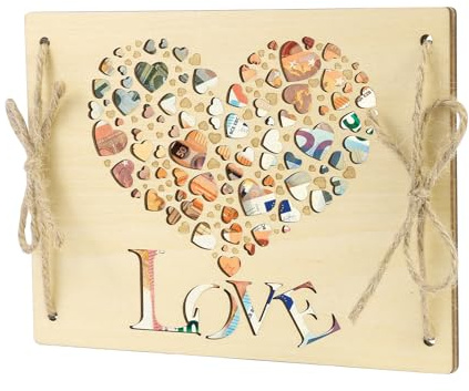 LOVLEY Tarjeta de Madera para Boda – Idea Original para Regalar Dinero con Diseño Corazones – Ideal para Parejas y Aniversarios