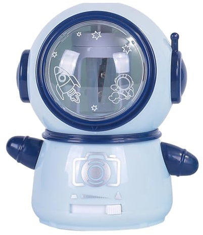 FLEXMAN Bleistiftspitzer, Elektrischer Bleistiftspitzer aus Kunststoff und Edelstahl für Klassenzimmer, Büro und Zuhause (Hellblau)